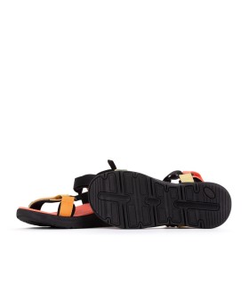 Sandale Zanzibar pour femme en noir/corail - Yumas Footwear.